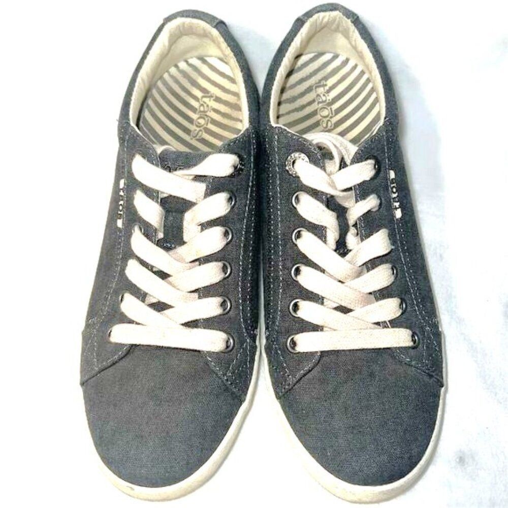 Taos Women's Star Sneakers Gray Canvas Lace-Up Size 7 1/2 M Casual Shoes